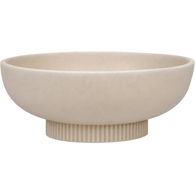 Grand bol décoratif en piédestal en résine - Bols artisanaux modernes pour la maison - Bol à fruits pour comptoir de cuisine - Bol à clés pour table d'entrée, pierre artificielle beige