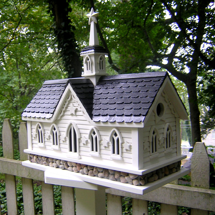 White and Black River Stone Star Barn Birdhouse