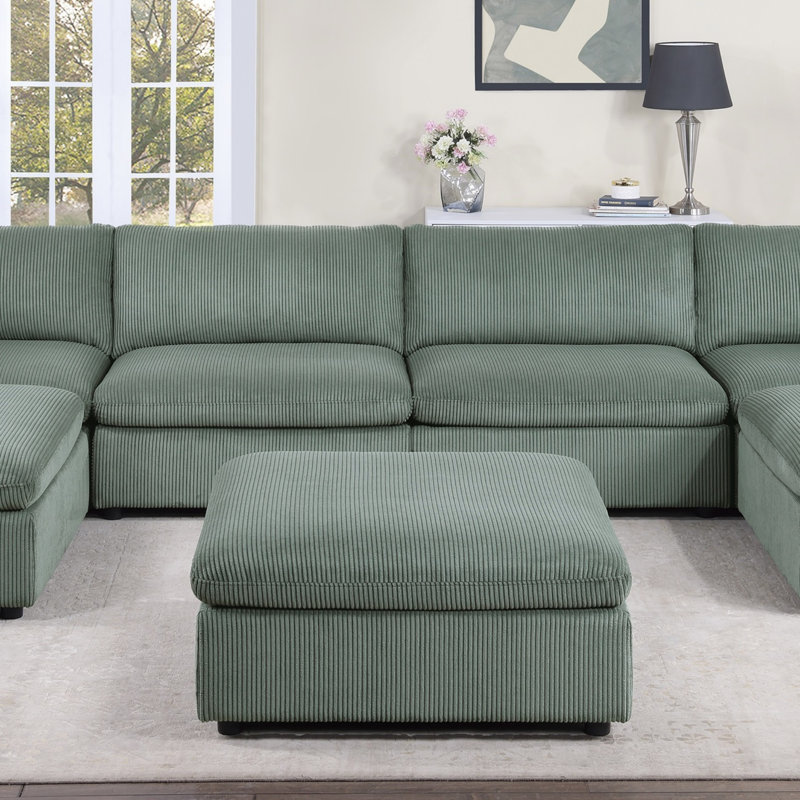 Repose-pieds contemporain en velours côtelé 1pc