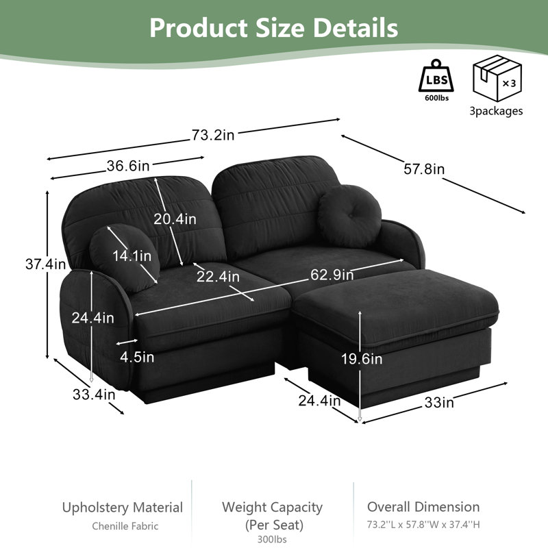Canapé modulaire en forme de L Chenille Cloud Causeat, Café clair