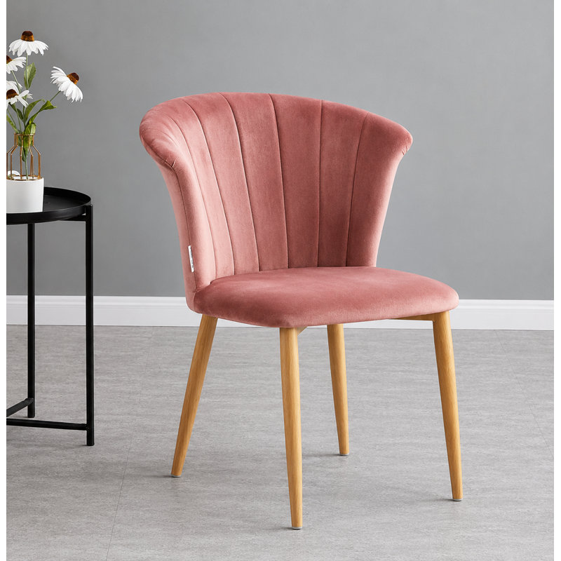Siyana Modern Velvet Dining Chair - Ergonomic Curved Back with Solid Wooden Legs - Side Chair for Dining Room Living Room Restaurants - Single