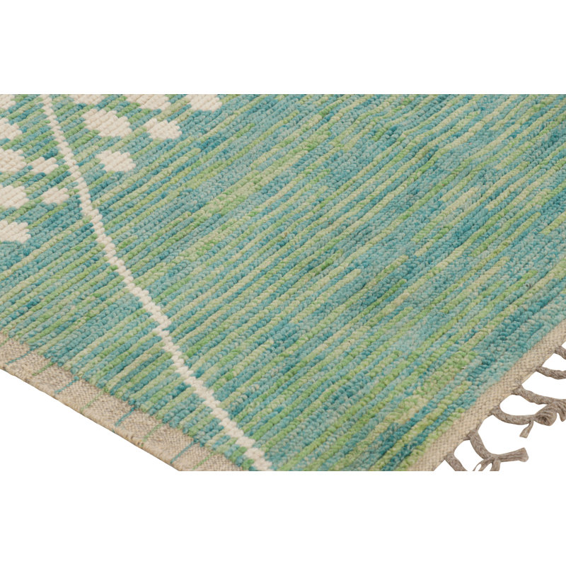 Rug & Kilim’S Moroccan Style Rug In Blue, Green And Beige Geometric Patterns