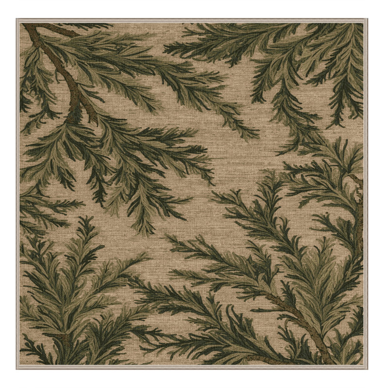 Tapis botanique beige lavable à la machine, Carré 7 pi