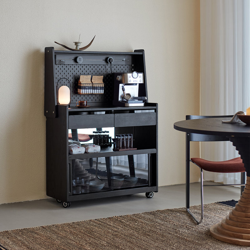 35.5-inch Solid Carbonized Ash Wood Pantry Cabinet