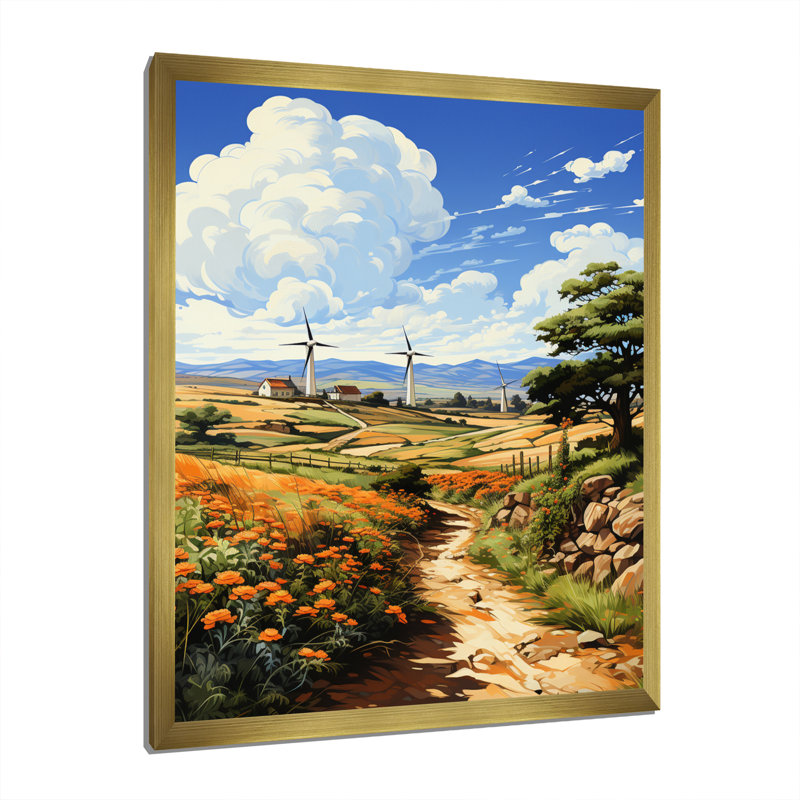 «Wind Turbines», impression sur toile, H 20 po x l 12 po x P 1 po, Cadre doré à une seule photo
