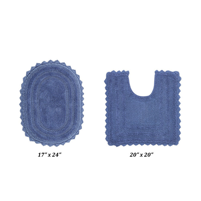 Tapis de salle de bain Janek, 2 pièces (ovale 17 po x 24 po | 20 po x 20 po), Bleu