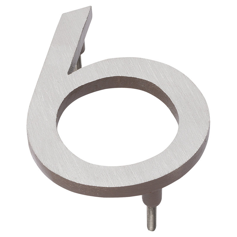 l 4 pi 5 po x Numéro de maison à fixation flottante, 6, Nickel satiné / sable
