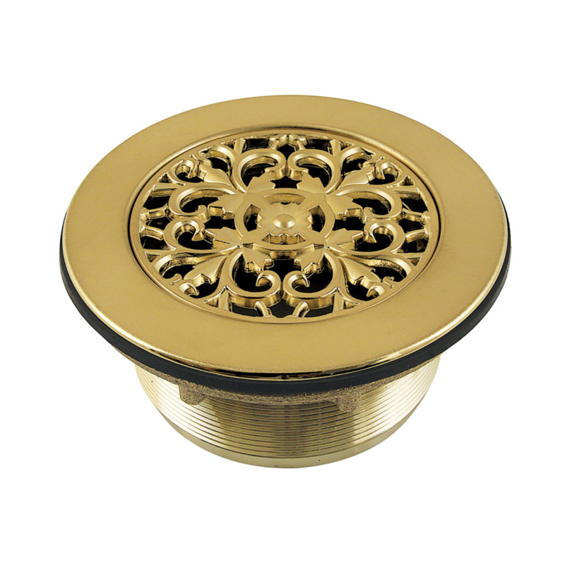 Kingston Brass BSFT4131 Watercourse 4-1/4" Round Brass Shower Base Drain, Polished Chrome, Brushed Brass