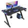 Black Gaming Desk LED Light Computer With Headphone Hook and Cup Holder Home Office Desk