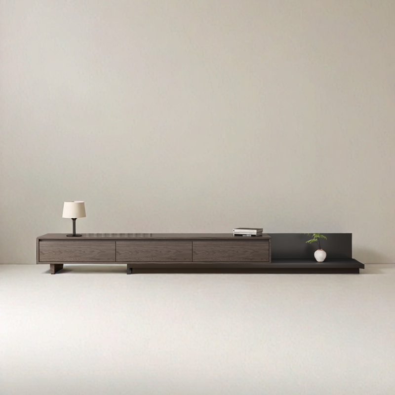 118 in. Modern TV Stand Extendable Media Console with 3 Drawers, Dark Walnut