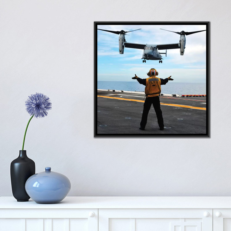 « an mv-22 osprey tiltrotor aircraft », reproduction de photo sur toile par le pont de vol, H 18 po x l 18 po x P 1,5 po