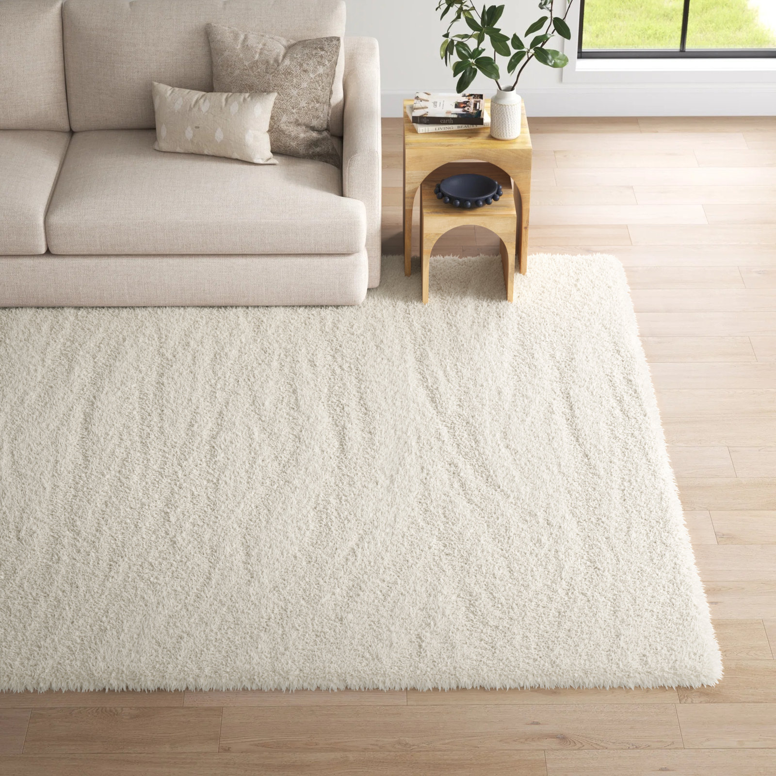 Zia Cream Hand-Woven Flatweave Wool Rug, Rectangle 3'6" x 5'6"