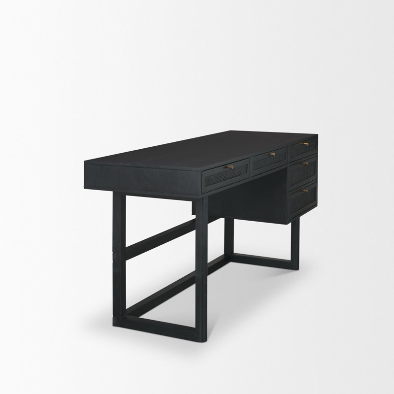 Solid Wood Writing Desk, Black