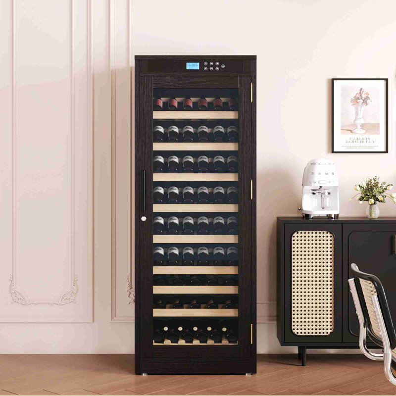 Intelligent Temperature-Controlled Multi-Tiered Wood Wine Cabinet