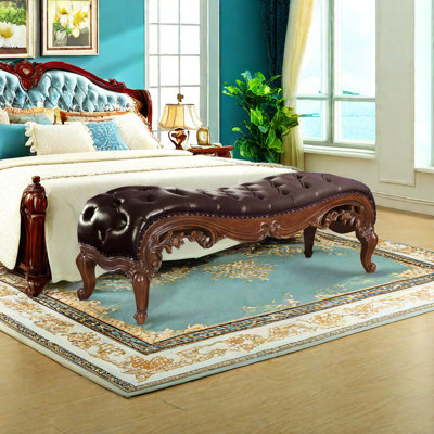 Azair Genuine Leather Upholstered Bench