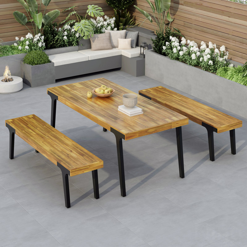1 Dining Table+2 Dining Benches