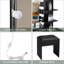 Ensemble de coiffeuse à DEL avec éclairage réglable, tabouret rembourré et rangement spacieux-533894417