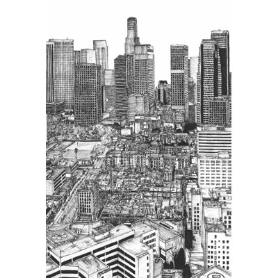 B&W US Cityscape - Los Angeles by Melissa Wang - Wrapped Canvas Print