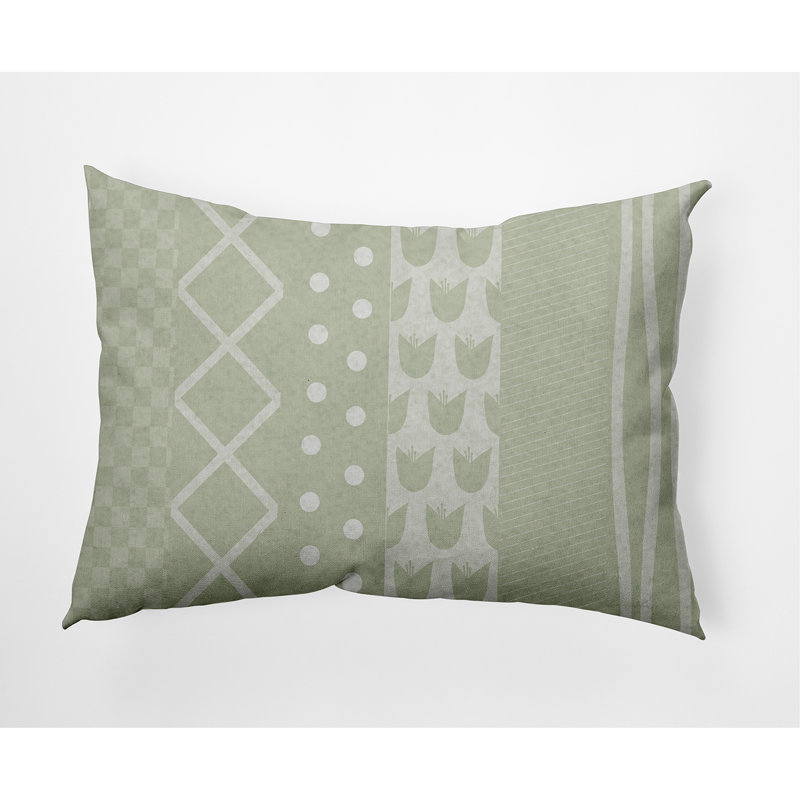 Striped Outdoor Reversible Throw Pillow, Green