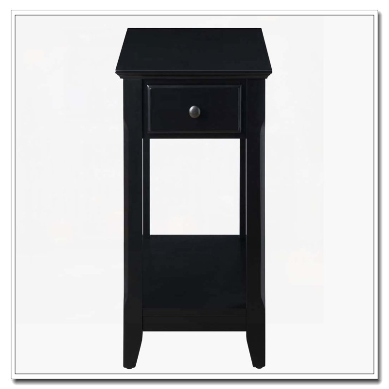 Table d'appoint noire avec tablette inférieure, Noir