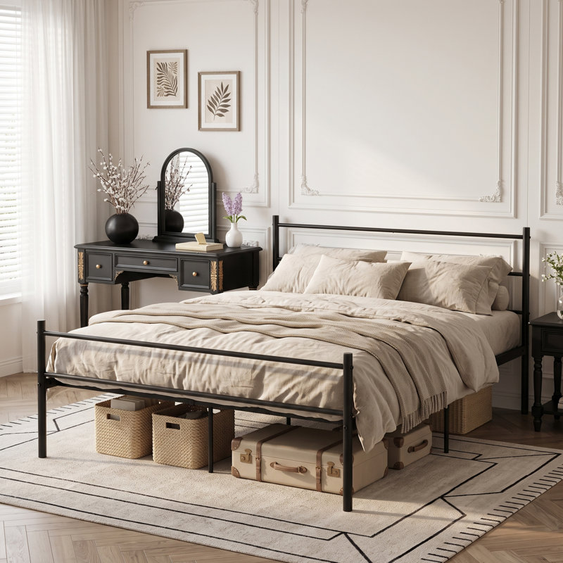 Djuna Metal Bed, Small Double (4'), Black