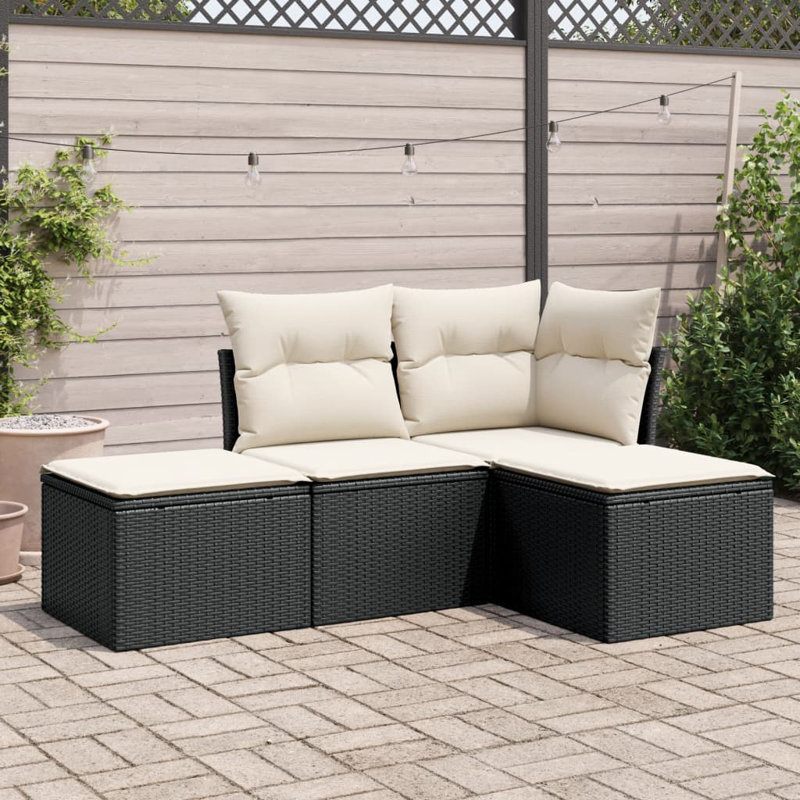 Ensemble de canapé de jardin Vidaxl noir et blanc crème