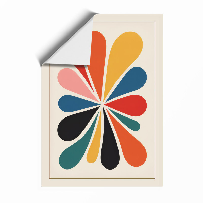 Geometric Petals Mid-Century - Framed Print, A2 - 59.4 x 42.0 cm, Unframed