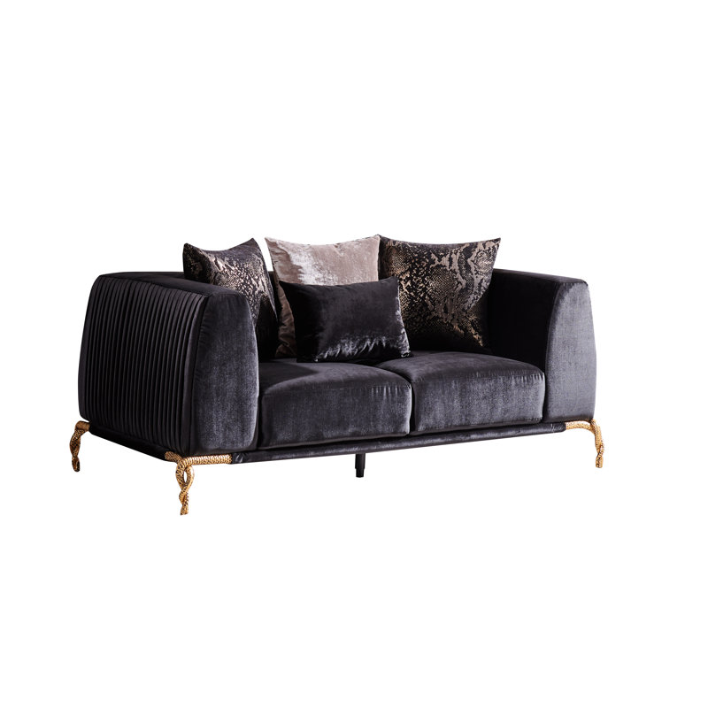 Mehalick Loveseat, Black Cotton Blend