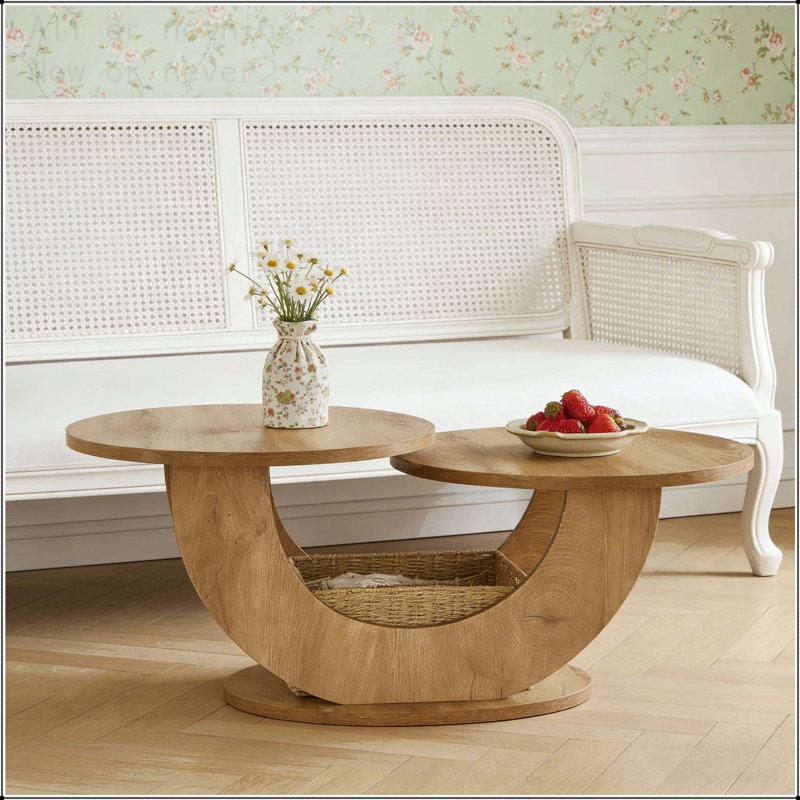 Table basse ronde à 2 niveaux avec structure en U