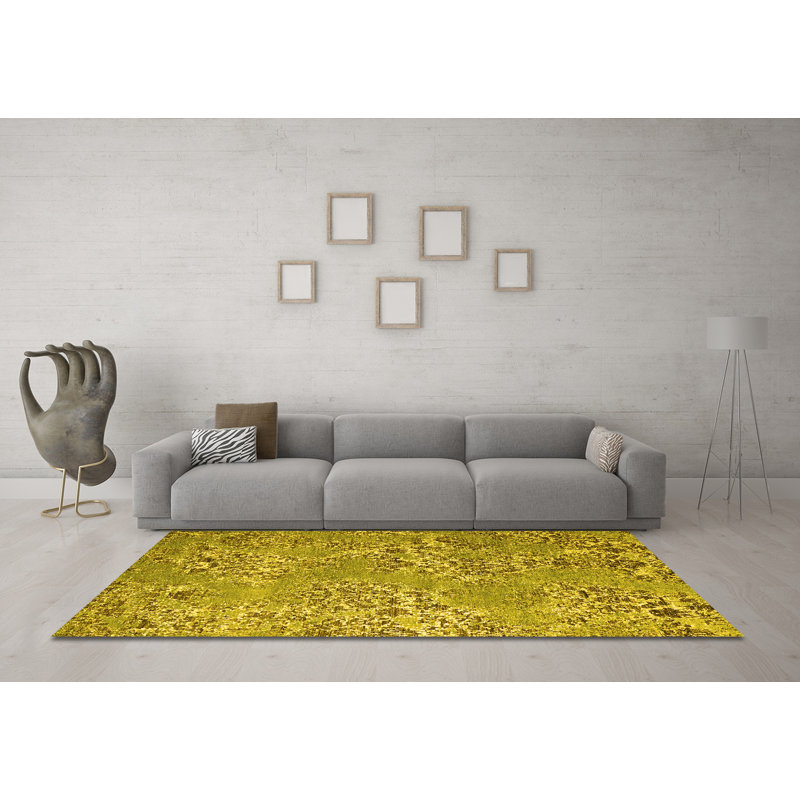 Bazett Washable Abstract Indoor Rug, Round 4'
