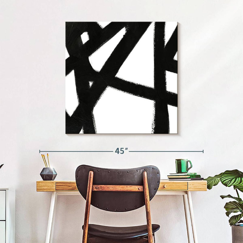 Black Ink Streaks IV On Canvas Print, 30" H x 30" W x 1.25" D