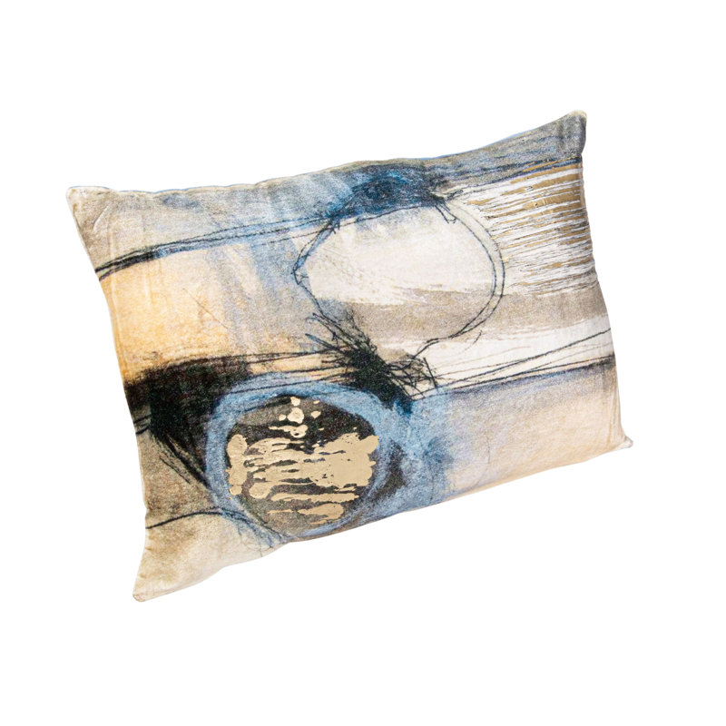 Coussin lombaire imprimé en velours de coton avec feuille d'or