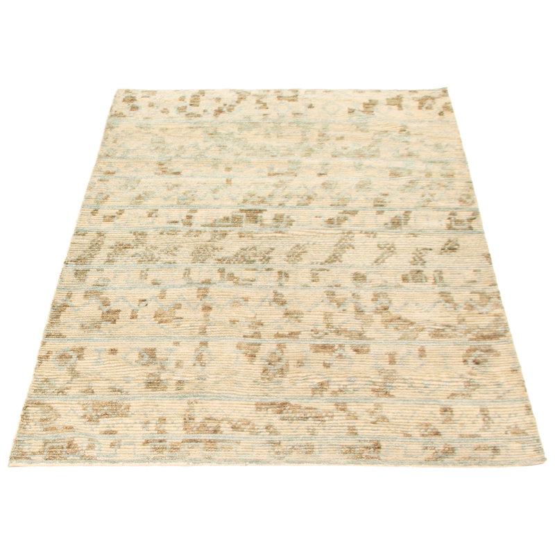 Tapis ivoire en laine noué à la main Iljan