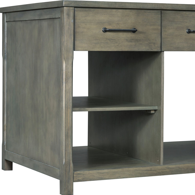 TREXM Extendable Kitchen Island With Storage, Gray