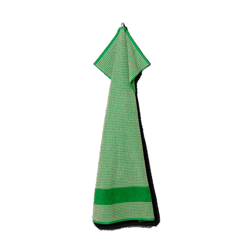 Reinetta Organic 100% Cotton Midweight Bath Towel, Green/Sand