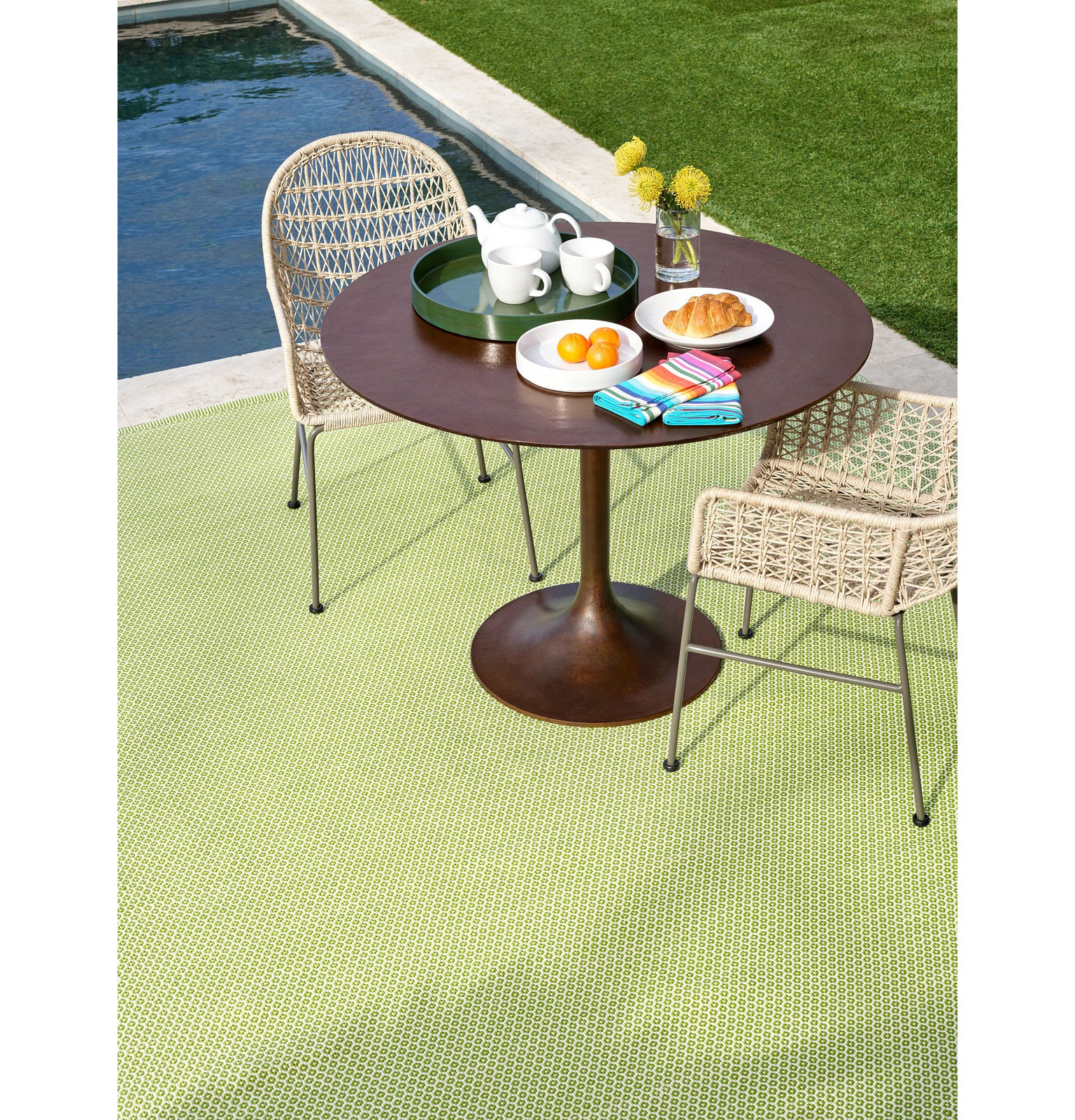 Finn Sprout Hand-Woven Geometric Outdoor Rug, Rectangle 8'6" x 11'6"