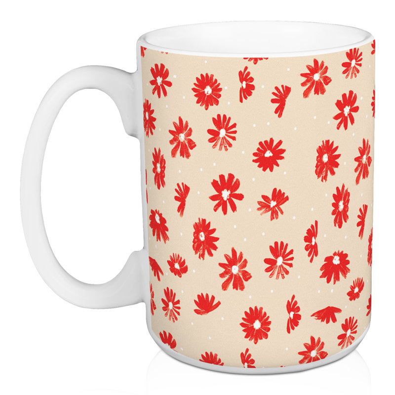 Tasse peinte fleurs orange