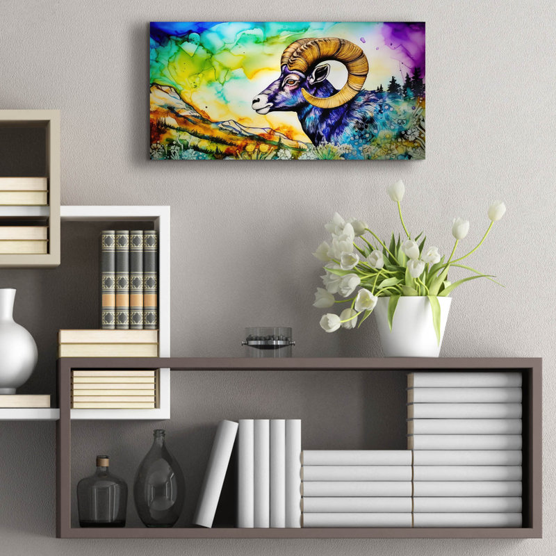 Loon Peak® «Yellow Horn» par The Golden Valley, art mural en verre acrylique, ACR-45033, H 12 po x l 24 po