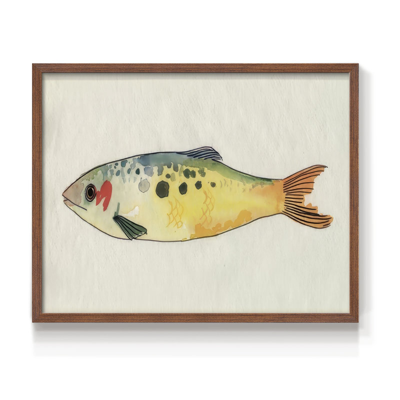 Fanciful Fish I -Framed Print - Restickable, Walnut, 22" H x 28" W