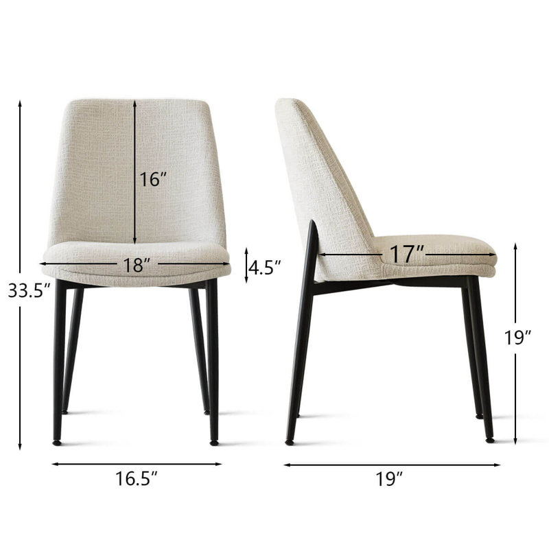 Beige Chenille Upholstered  Dining Chairs, Beige