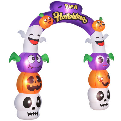 Inflatable Halloween Archway With Pumpkin Skulls Ghosts Bats Archway Beams And Yellow Lettering
