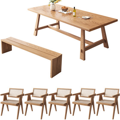 Ensemble de table de salle à manger en bois massif de style nordique