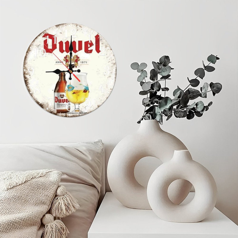 Horloge murale en bois 10 po, mouvement silencieux, à piles (piles AA non incluses), décor artistique, parfait pour les décorations