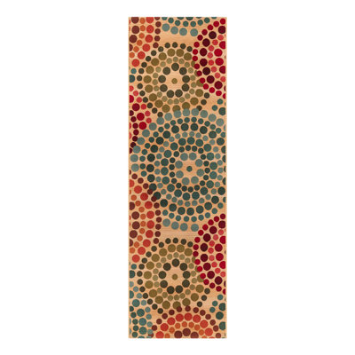 Tapis intérieur / extérieur vert / beige / rouge / turquoise Deweese