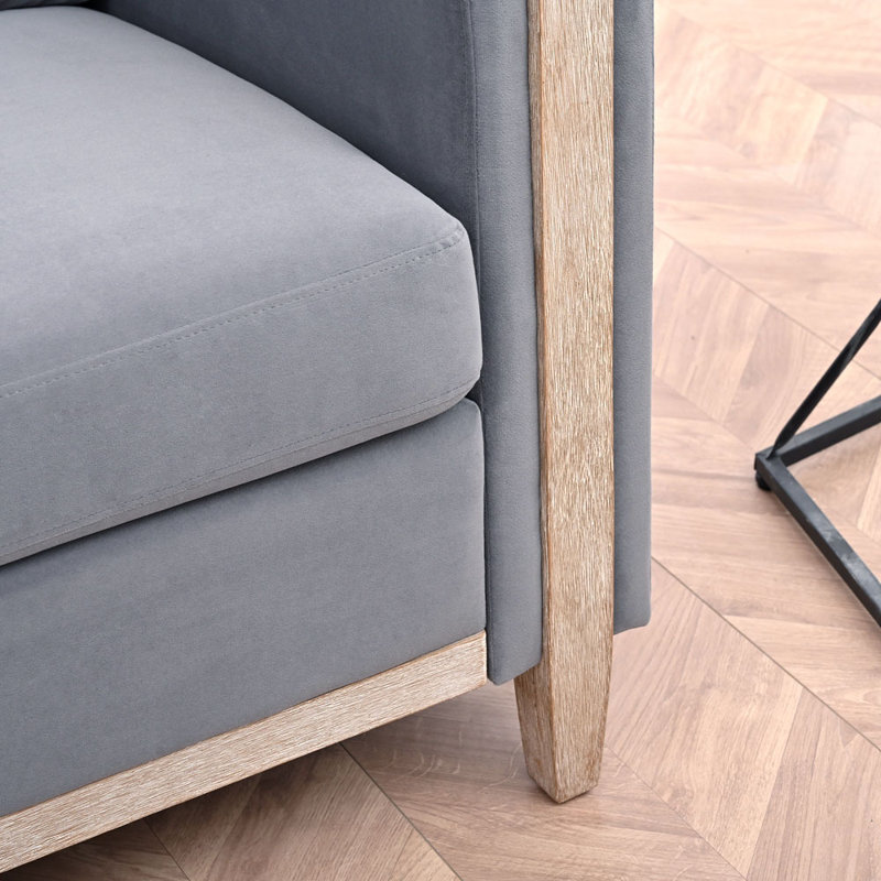 Plutarco Velvet Armchair, Gray Fabric