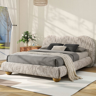 Lit plateforme tapissier contemporain avec tête de lit rembourrée