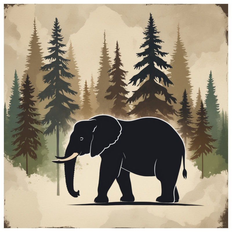 Elephant In Forest Comforter, Twin