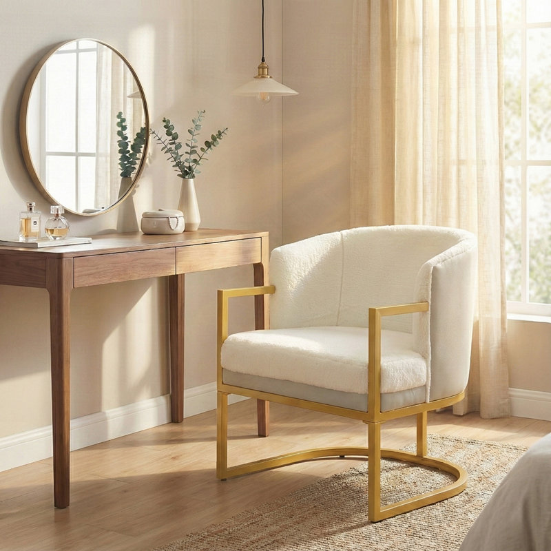 Chaise d'appoint rembourrée Ophelis, Beige