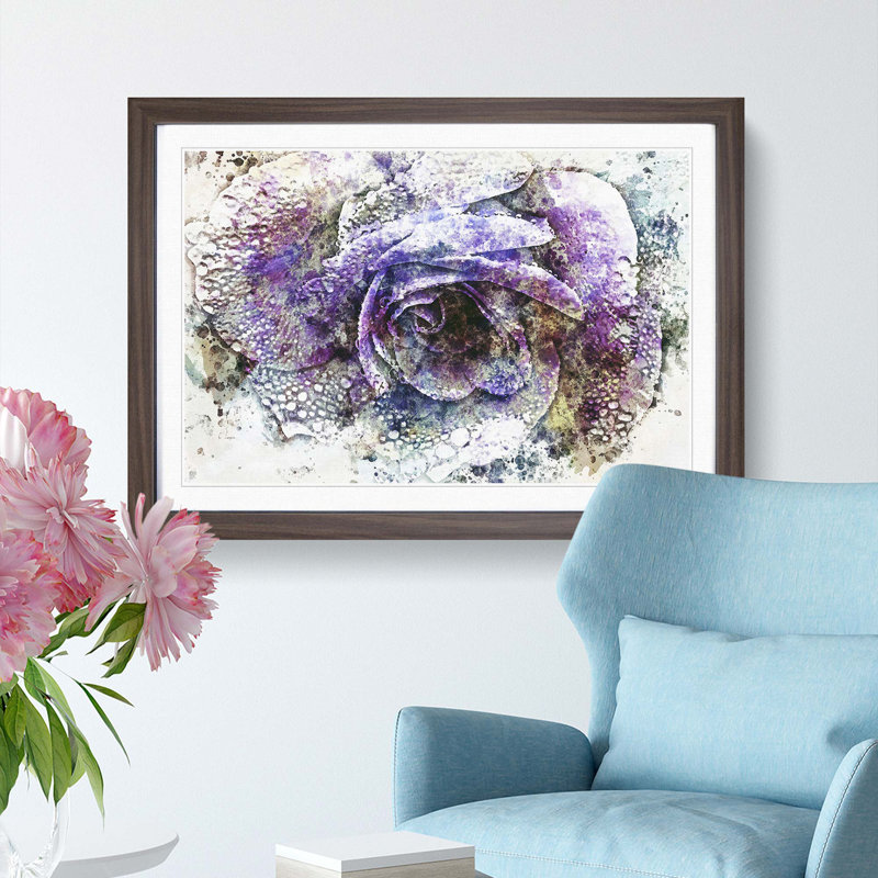 Purple Rose in Abstract - Framed Print, 35cm H x 50cm W x 2cm D, Walnut