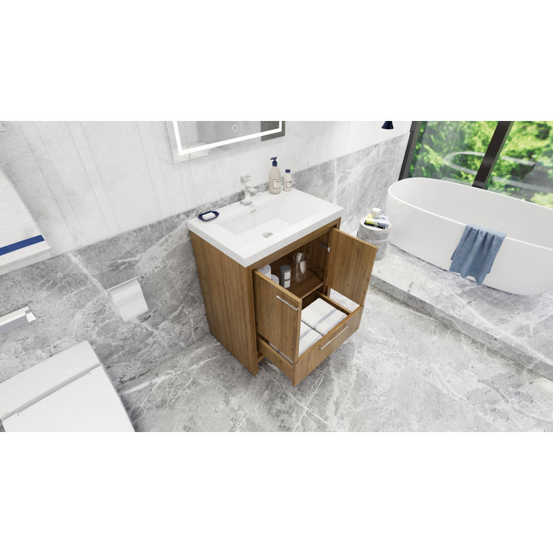 Ensemble de meuble-lavabo simple 29,5 po Alsadig, Chêne naturel